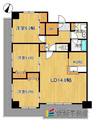 プライムメゾン セントラルパーク(3LDK/5階)の間取り写真