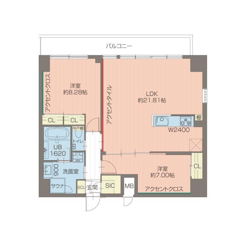 プレジオ西宮北口(2LDK/5階)の間取り写真