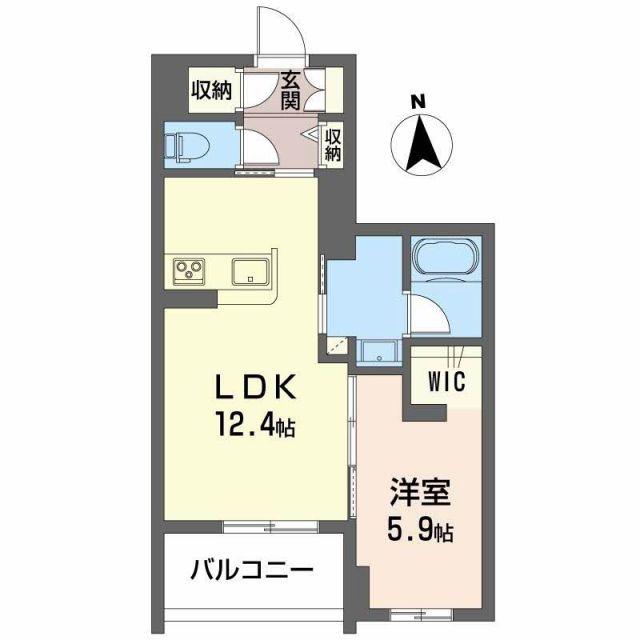 コンフォーザ虎丸(1LDK/4階)の間取り写真