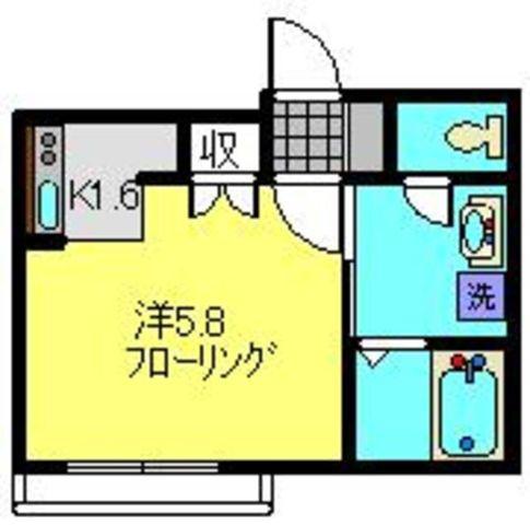 戸部ゆうす(1K/4階)の間取り写真