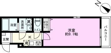 J-MAISON東川口A(1K/3階)の間取り写真