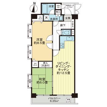 ライオンズマンション若葉(2LDK/2階)の間取り写真