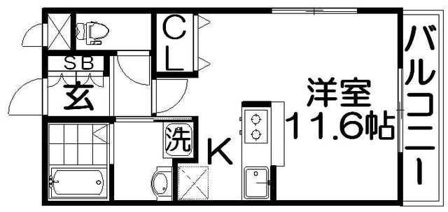 シャンテー上神田(ワンルーム/2階)の間取り写真