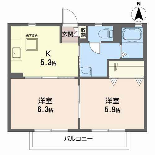 ショコラハウスII(2K/1階)の間取り写真