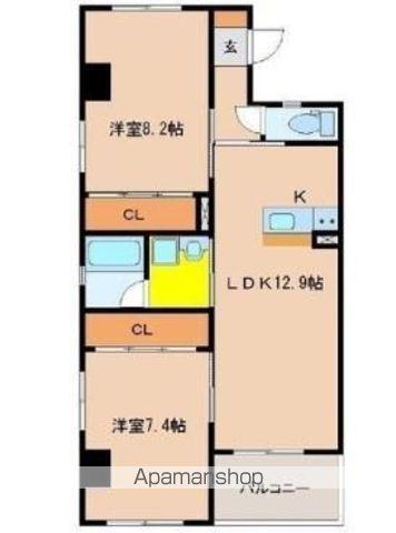 フュージョン大橋(2LDK/2階)の間取り写真
