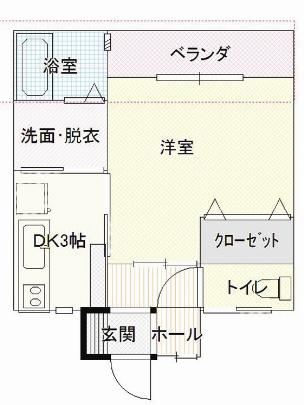 ユーハイツ(1DK/1階)の間取り写真