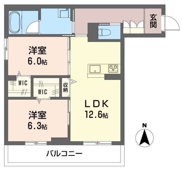 クリスターロ(2LDK/1階)の間取り写真