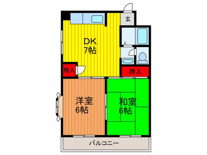 信晃ハイツ(2DK/3階)の間取り写真