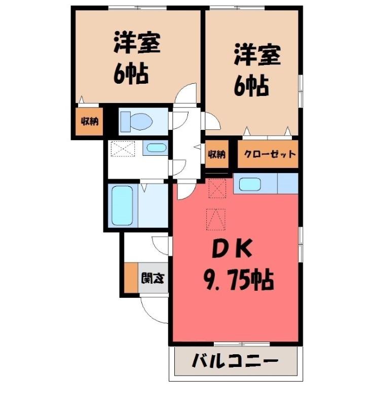 グランモアA(2DK/1階)の間取り写真