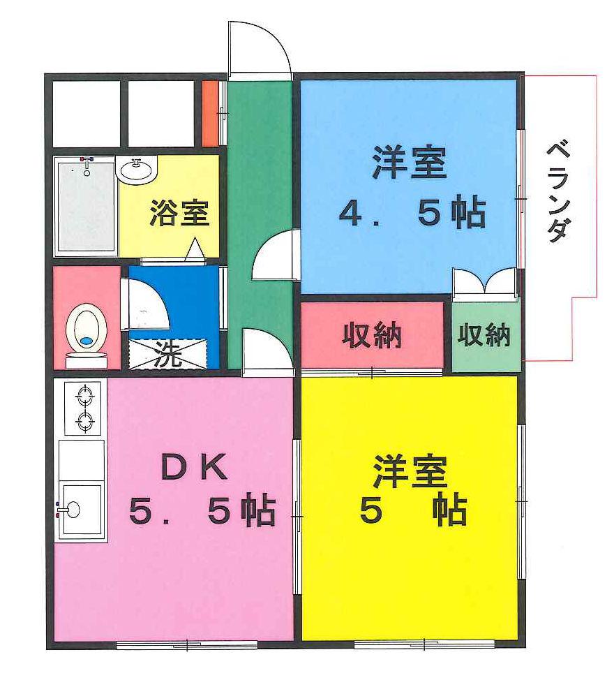東が丘マンション(2DK/2階)の間取り写真
