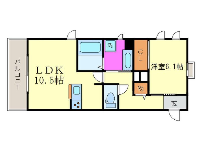 マーレフィールドI棟(1LDK/3階)の間取り写真