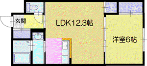 GRACE ECO 野幌駅前(1LDK/3階)の間取り写真