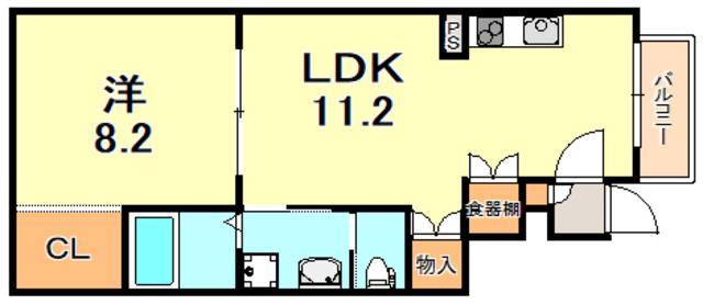 イムヌ・ア・ラムール垂水(1LDK/1階)の間取り写真