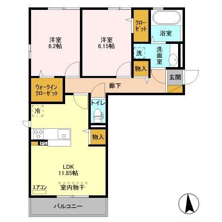 ファーストハイム(2LDK/2階)の間取り写真