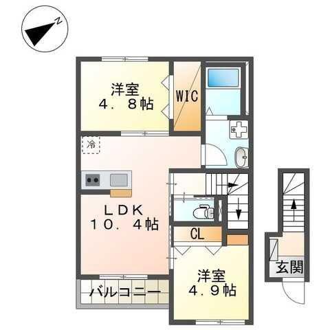 アンジュ(2LDK/2階)の間取り写真