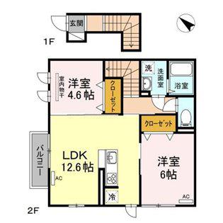 ソフィア片山(2LDK/2階)の間取り写真