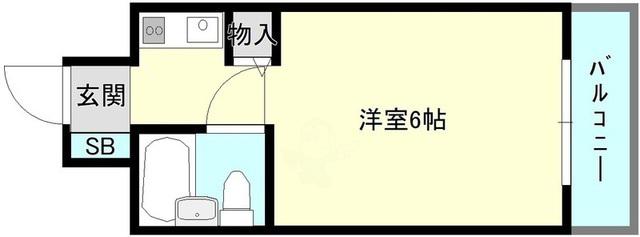 サニーパレス花北(ワンルーム/4階)の間取り写真