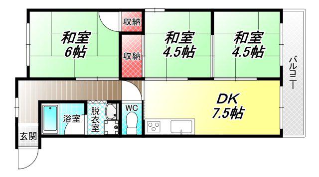 RISEI(3DK/2階)の間取り写真