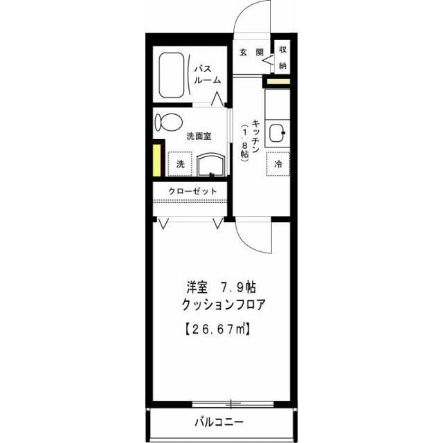 ヴェールメゾン駒沢(1K/1階)の間取り写真