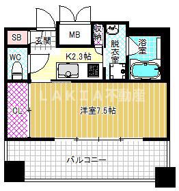 レジュールアッシュ梅田ウエスト(1K/9階)の間取り写真