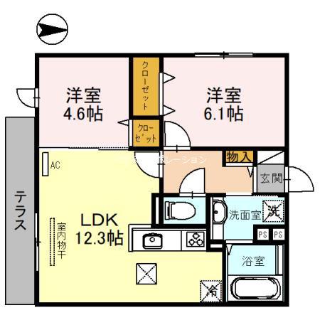 SERENDIPITY武庫之荘(2LDK/2階)の間取り写真