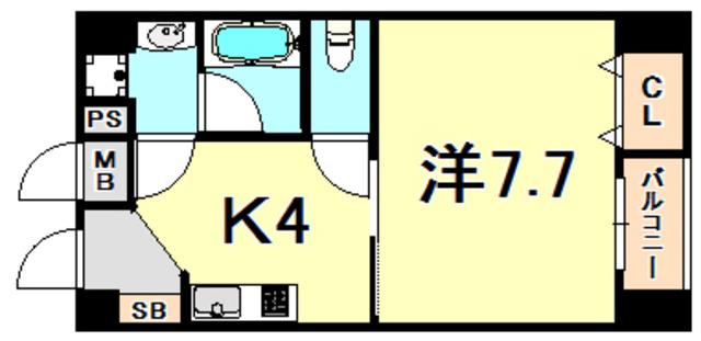 第二リーフハイツ(1K/2階)の間取り写真