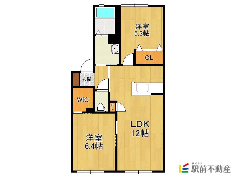 ラシエロC(2LDK/1階)の間取り写真