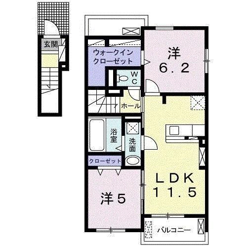 コート・ダジュール緑町I(2LDK/2階)の間取り写真