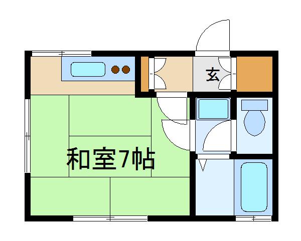 コーポオオクボ(ワンルーム/2階)の間取り写真