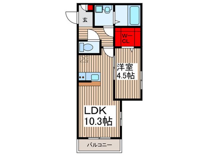 川口市鳩ケ谷緑町1丁目I(1LDK/2階)の間取り写真