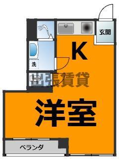 餅喜ビル(ワンルーム/3階)の間取り写真
