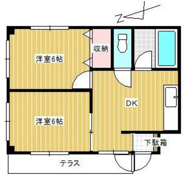 シュテルハオス(2DK/1階)の間取り写真