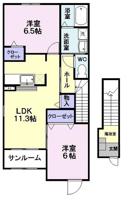 リリエンハイムC(2LDK/2階)の間取り写真