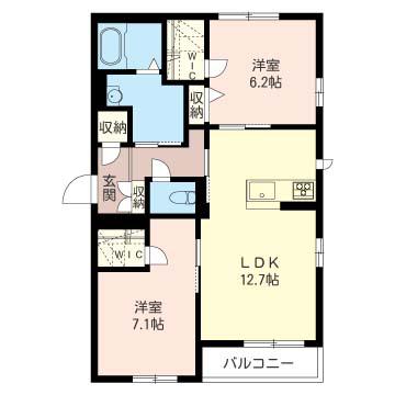 ラプラス(2LDK/3階)の間取り写真