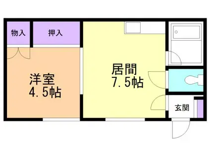 ハイツサンサーラ(1DK/2階)の間取り写真