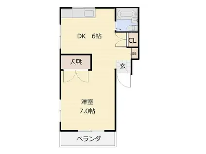 エムハイツ(1DK/2階)の間取り写真