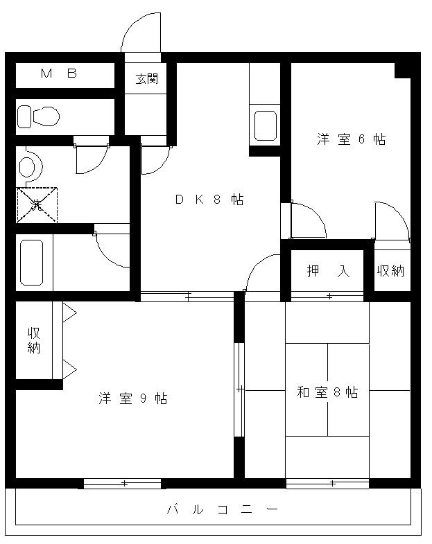 ビアン本間(3DK/3階)の間取り写真