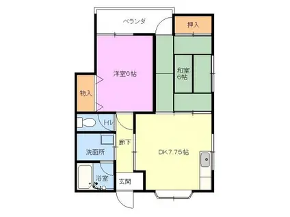 ヴァンベール(2DK/1階)の間取り写真