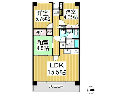 マイタウン伊那(3LDK/3階)の間取り写真