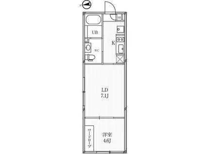 ルクレ高田馬場 敷礼無 手無 3末退 常時ゴミ出可 ネットフリー(2K/1階)の間取り写真