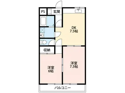 ファミール高畑(2DK/2階)の間取り写真