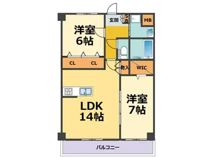 GROOVE上甲子園(2LDK/2階)の間取り写真