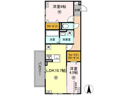 アンビシャス西熊本(2LDK/3階)の間取り写真