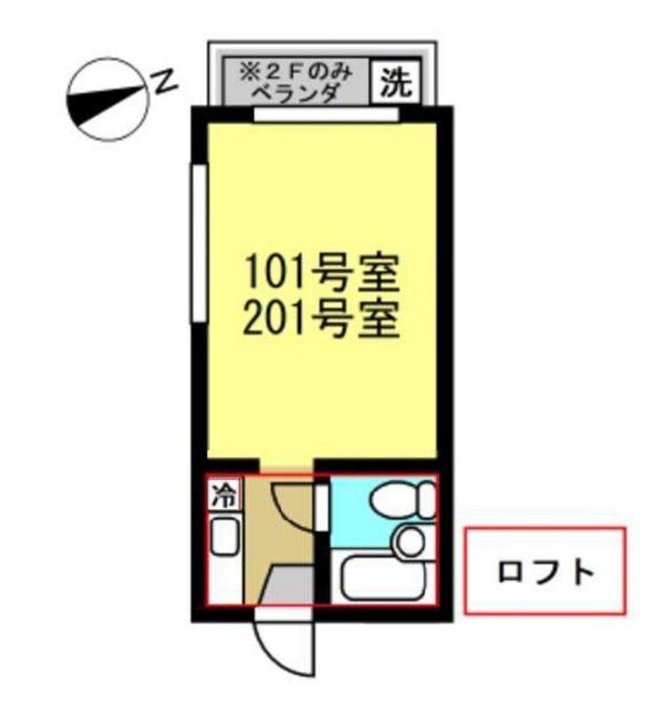 ISメゾン西船橋(1K/2階)の間取り写真