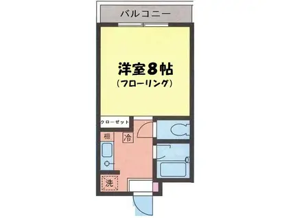 ヒルズオキマンション(1K/2階)の間取り写真