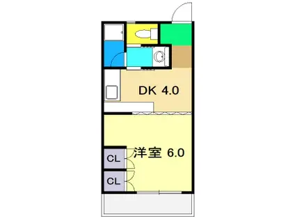 コスモハイツ高須2(1DK/1階)の間取り写真