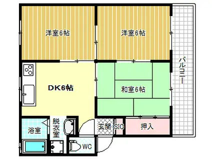 ビバーグ(3DK/2階)の間取り写真