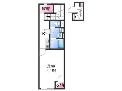 クレイノ井戸浜(1K/2階)の間取り写真