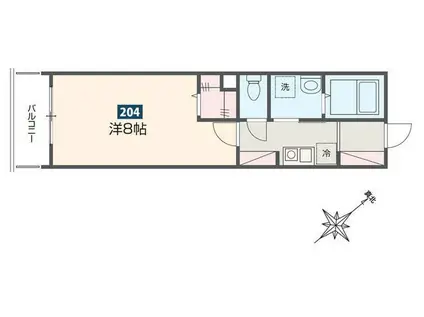 MELDIA鷲宮(1K/2階)の間取り写真