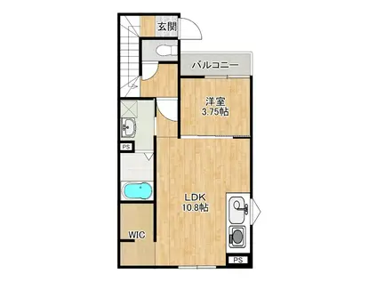 シャインラッシュI(1LDK/2階)の間取り写真